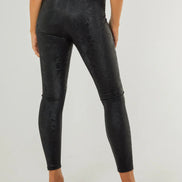 Black Snake Print Leather Look Leggings