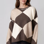 Brown Argyle Wool Blend Jumper