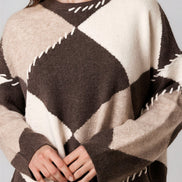 Brown Argyle Wool Blend Jumper