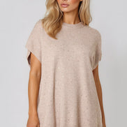 Beige Embellished Short Sleeve Knit Jumper
