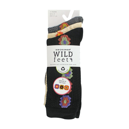 3 Pack Ladies Fashionable Texture Knit Cotton Socks
