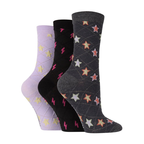 3 Pack Ladies Fashionable Texture Knit Cotton Socks