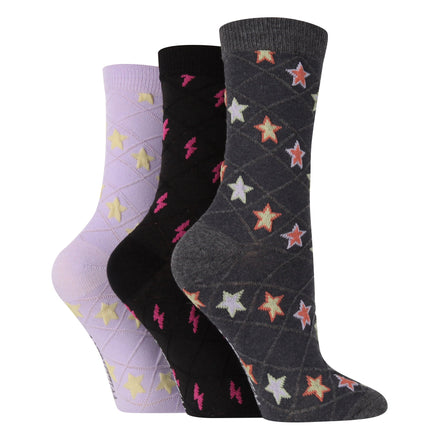 6 Pairs Ladies Multipack of Novelty Design Knitted Boot Socks | Autumn Socks