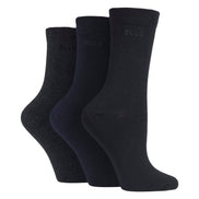 3 Pack Ladies Plain Cotton Socks - Soft Breathable Everyday Comfort Fit