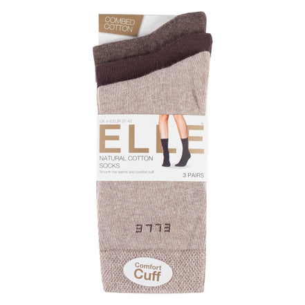 3 Pack Ladies Plain Cotton Socks - Soft Breathable Everyday Comfort Fit