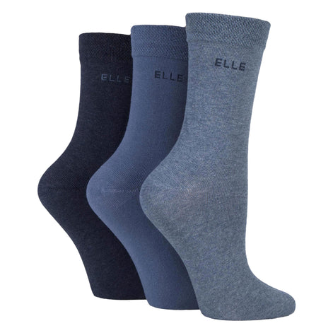 3 Pack Ladies Plain Cotton Socks - Soft Breathable Everyday Comfort Fit