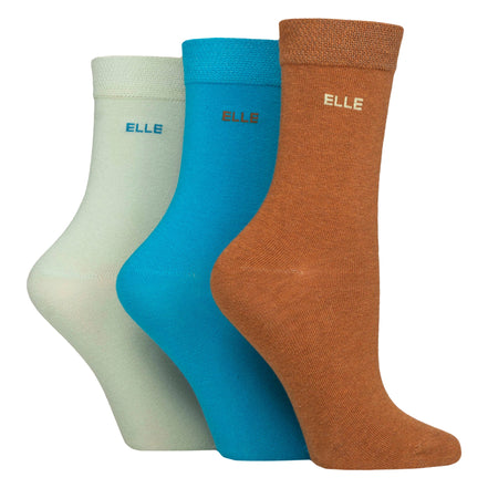 3 Pack Ladies Plain Cotton Socks - Soft Breathable Everyday Comfort Fit