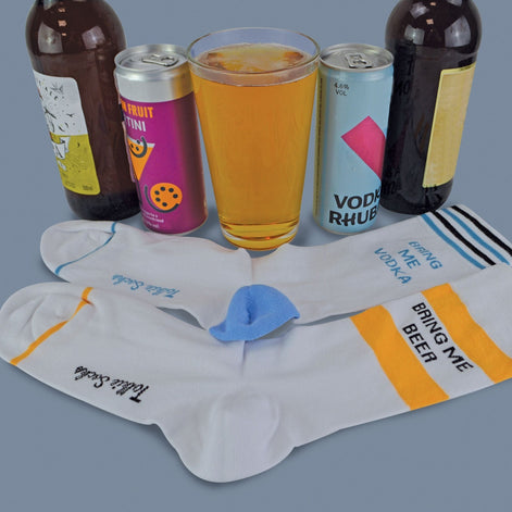 1 Pack Unisex Cotton Novelty Bring Me Beer & Vodka Socks