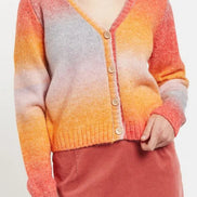 Louche Thao V Neck Space Dyed Cardigan in Orange