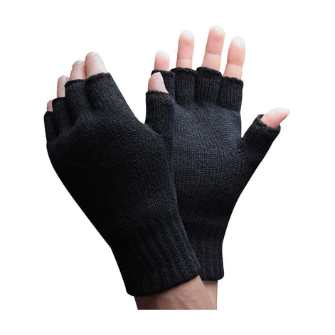 Mens 3M Thinsulate Thermal Insulated Black Fingerless Gloves