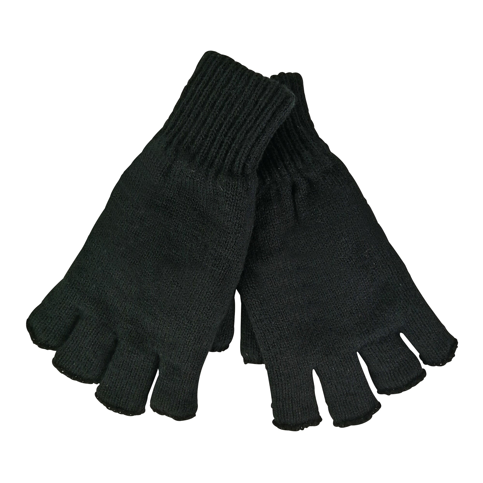 Mens 3M Thinsulate Thermal Insulated Black Fingerless Gloves