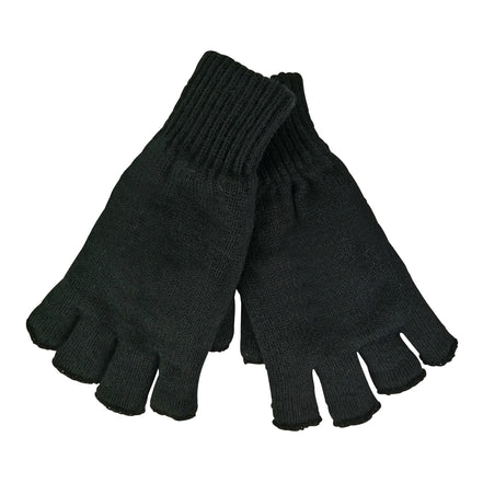 Mens 3M Thinsulate Thermal Insulated Black Fingerless Gloves