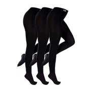 3 Pack Ladies Black Fleece Lined Thermal Tights