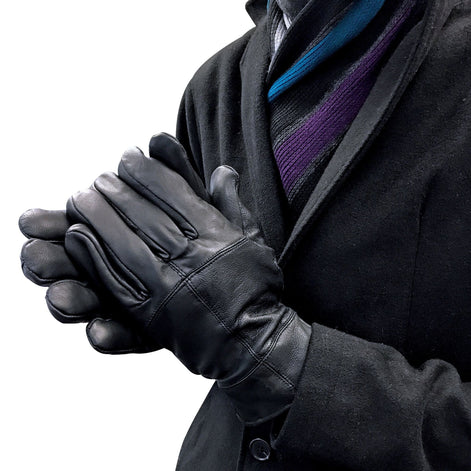 Mens Fleece Lined Thinsulate Leather Gloves for Winter
