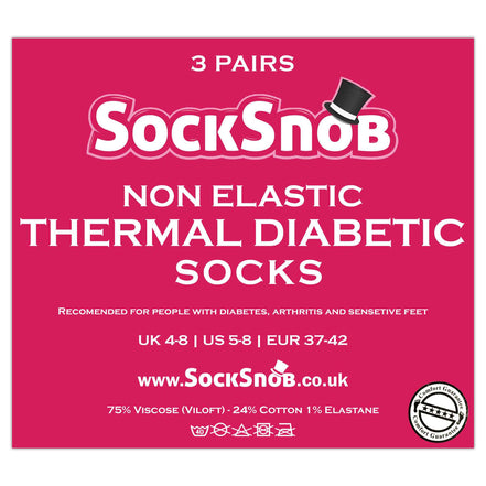 Ladies Thin Non Elastic Thermal Diabetic Socks (Multipack Options)