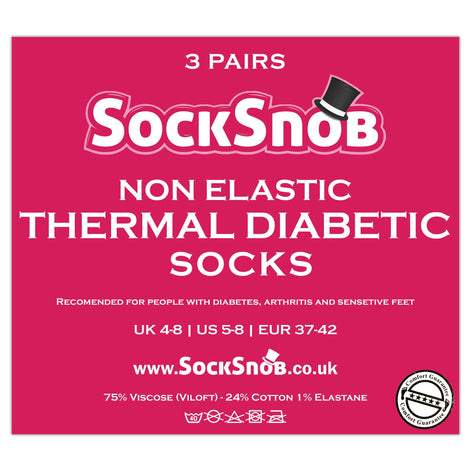 Ladies Thin Non Elastic Thermal Diabetic Socks (Multipack Options)