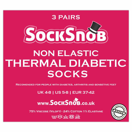 Ladies Thin Non Elastic Thermal Diabetic Socks (Multipack Options)