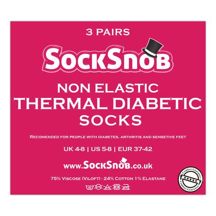 3 Pack Ladies Thin Wide Top Non Elastic Thermal Diabetic Socks
