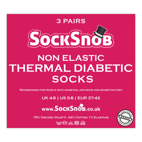 3 Pack Ladies Thin Wide Top Non Elastic Thermal Diabetic Socks