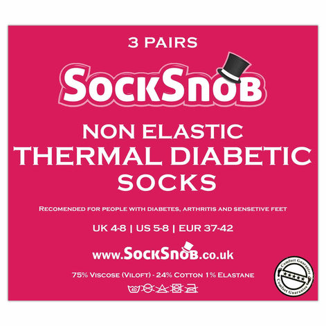 Ladies Thin Non Elastic Thermal Diabetic Socks (Multipack Options)