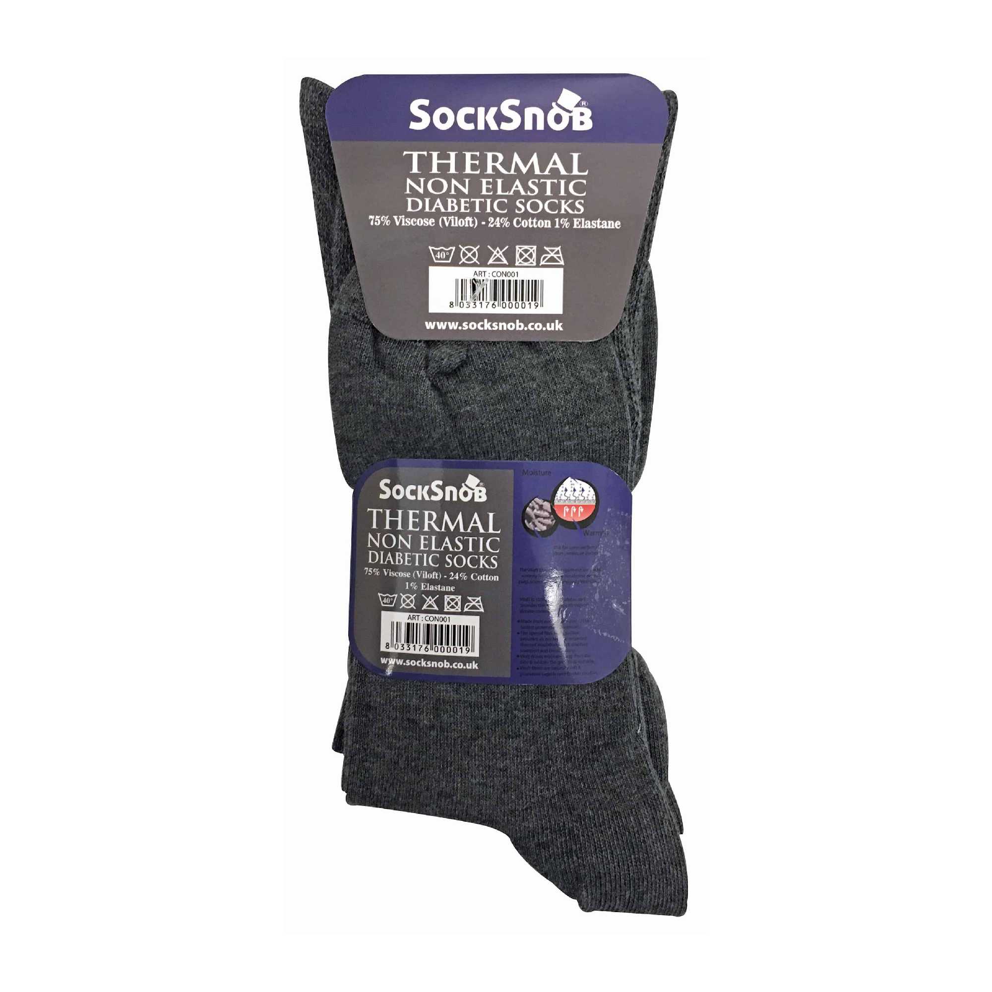Mens Thin Non Elastic Thermal Diabetic Socks (Multipack Options)