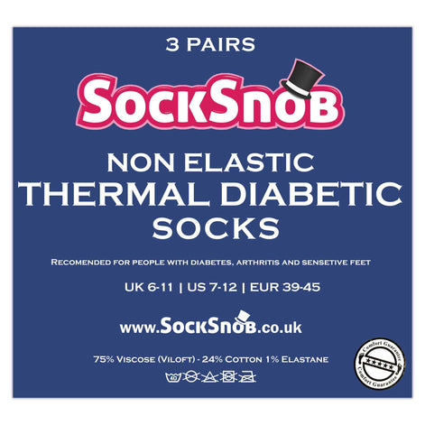 Mens Thin Non Elastic Thermal Diabetic Socks (Multipack Options)