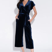 Tiffany Velvet Jumpsuit in Navy