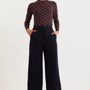 Tilde Sustainable Satin Back Crepe Wide Leg Trousers - Navy