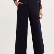 Tilde Sustainable Satin Back Crepe Wide Leg Trousers - Navy