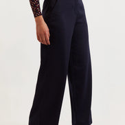 Tilde Sustainable Satin Back Crepe Wide Leg Trousers - Navy
