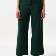 Tilde Sustainable Satin Back Crepe Wide Leg Trousers - Forest Green