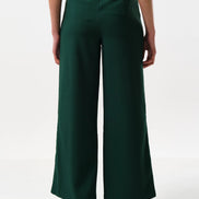 Tilde Sustainable Satin Back Crepe Wide Leg Trousers - Forest Green