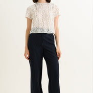 Tilde Navy Pinstripe Straight Leg Trouser
