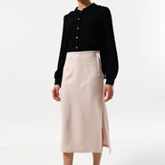 Timo Satin Back Crepe Sustainable Midi Skirt - Camel