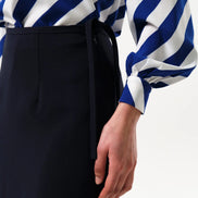Timo Satin Back Crepe Sustainable Midi Skirt - Navy