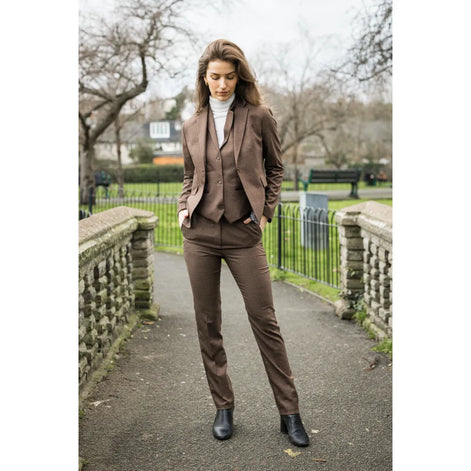 Smart Prince of Wales Check Suit — Brown
