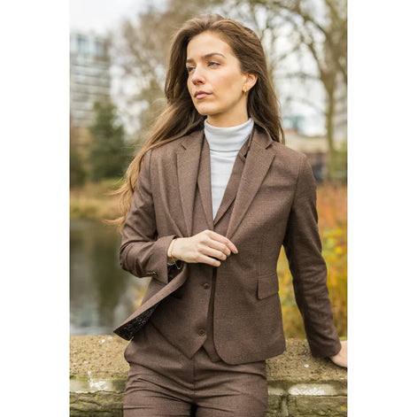 Smart Prince of Wales Check Suit — Brown