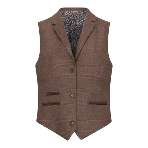 Smart Prince of Wales Check Suit — Brown