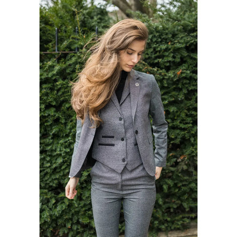Smart Prince of Wales Check Suit — Grey