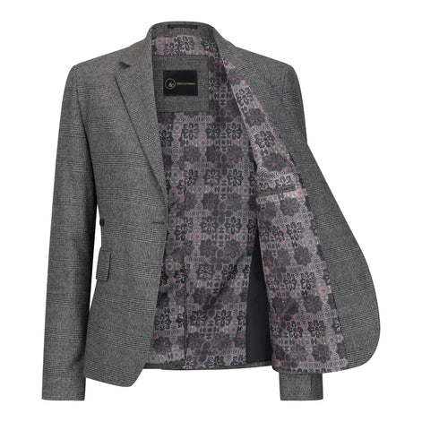 Smart Prince of Wales Check Suit — Grey