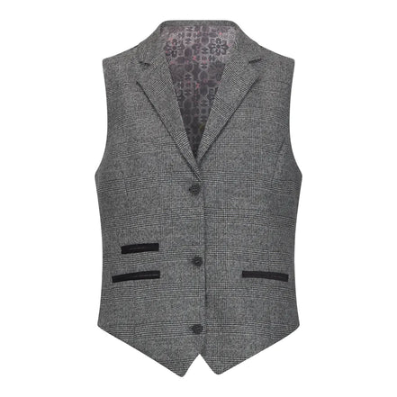 TPW51 - Women's Grey 3 Piece Prince of Wales Check Suit