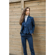 TPW52 - Women's Navy 3 Piece Prince of Wales Check Suit