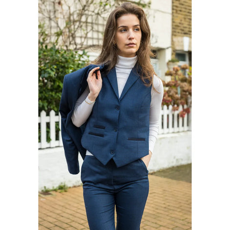 Smart Prince of Wales Check Suit — Navy