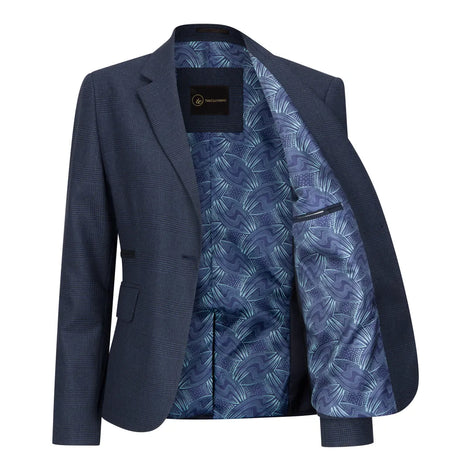 Smart Prince of Wales Check Suit — Navy