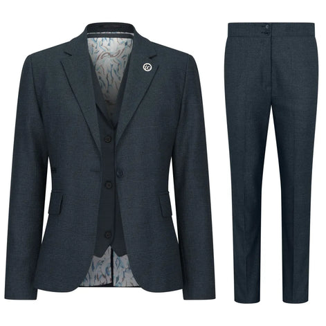 Smart Prince of Wales Check Suit — Green for women, styled for work