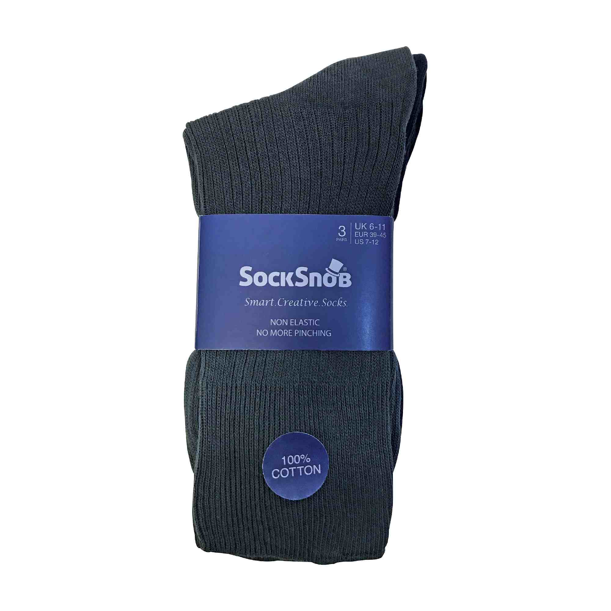 Mens Thin Soft 100% Cotton Non Elastic Dress Socks (Multipack Options)
