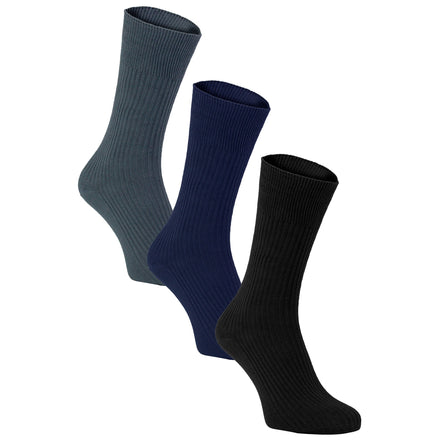 Mens Thin Soft 100% Cotton Non Elastic Dress Socks (Multipack Options)