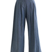 Tyler Chambray Wide Leg Trouser - Dark Grey