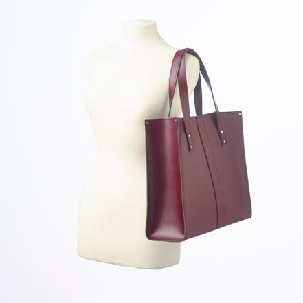 Handmade Leather Shopper - Marsala Red