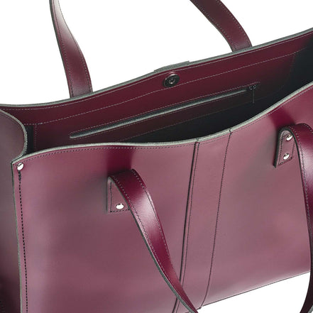 Handmade Leather Shopper - Marsala Red